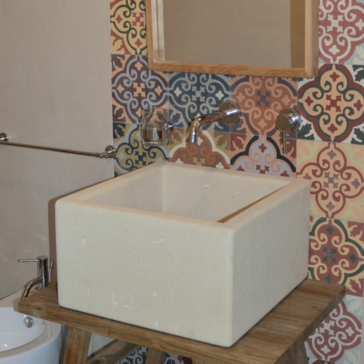 Pilozza lavandino lavabo quadrato o rettangolare pietra leccese.