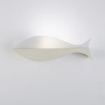 Applique a forma di Pesce, vetro bianco e pietra leccese