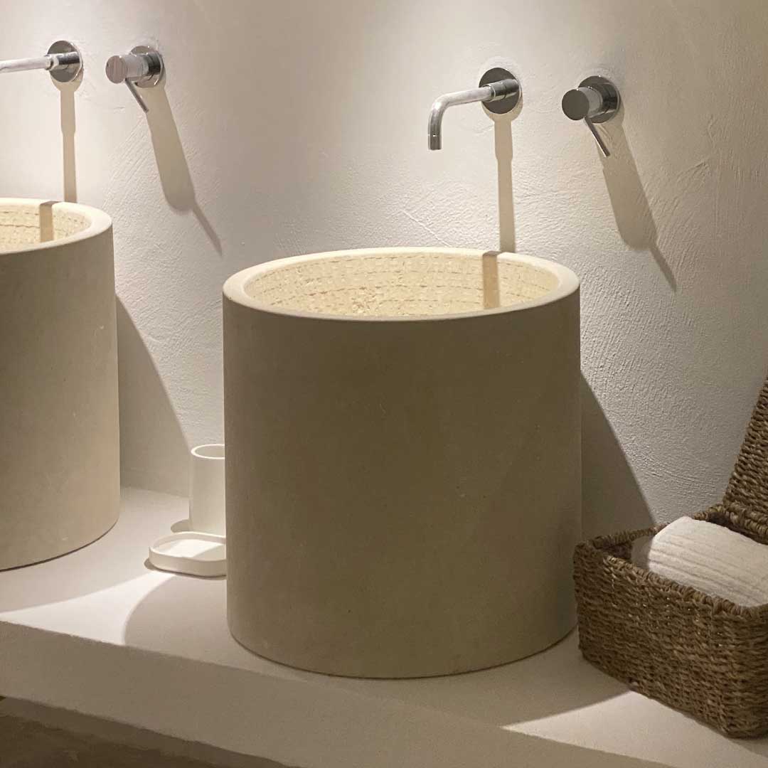 Lavabo Pilozza rettangolare in pietra design effetto materico