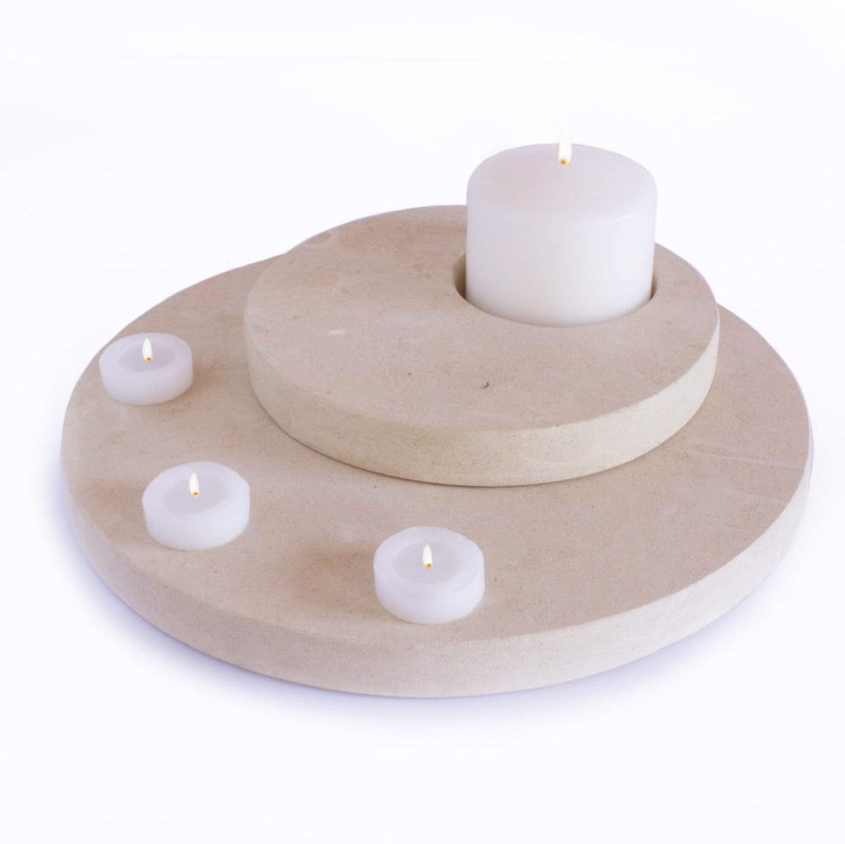 Set Di 2 Portacandele A Forma Di Polpo In Pietra Naturale Recuperata - Altezza 8,9 Cm, Per Candele Spesse 1,9 Cm, Decorazione Tavolo Unica
