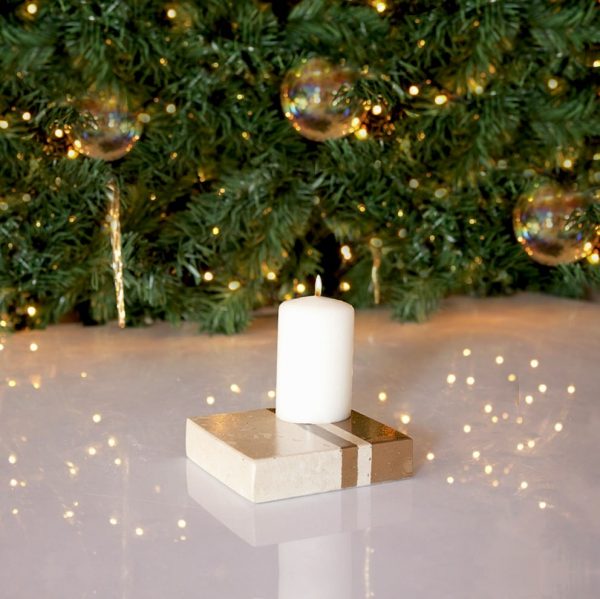 Porta candela di Natale, in oro e argento per candele o tealight