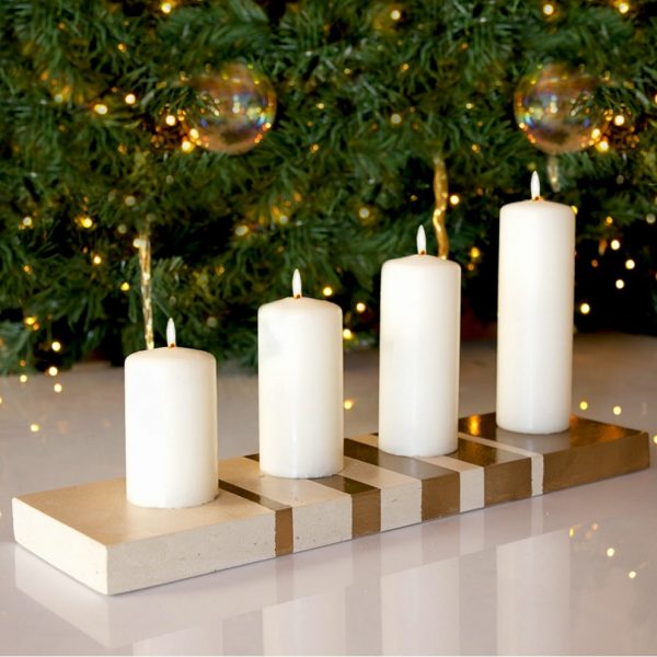 Portacandele di Natale in pietra leccese